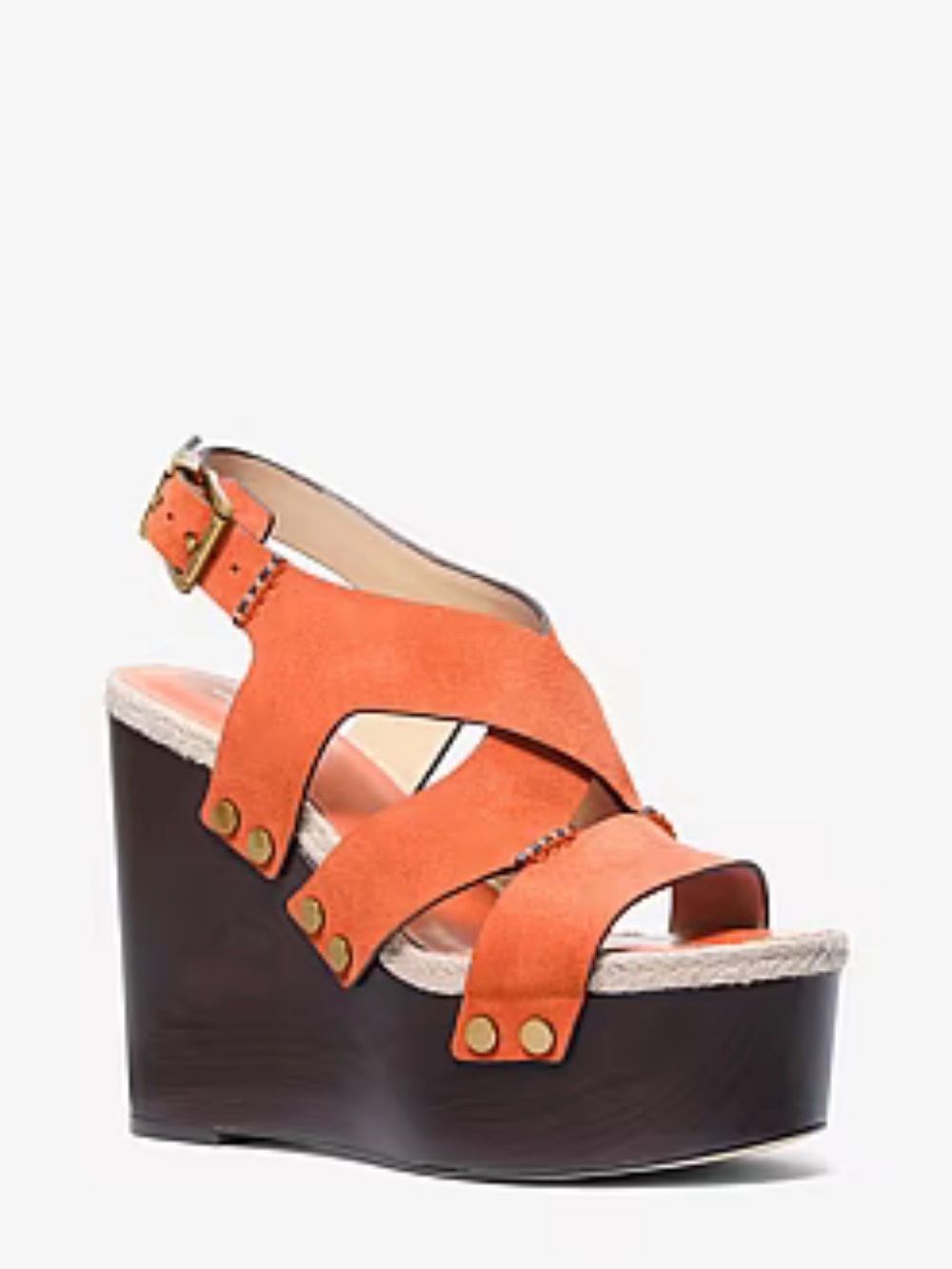 Michael Kors Orange Suede Platform Wedge Sandal sz8